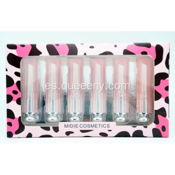 6 envases de lápiz labial, color de rosa